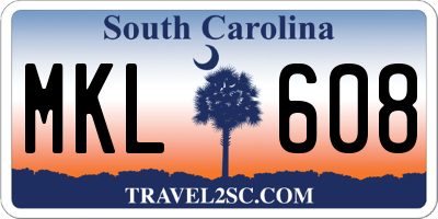 SC license plate MKL608