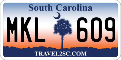 SC license plate MKL609