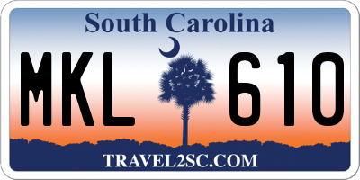 SC license plate MKL610