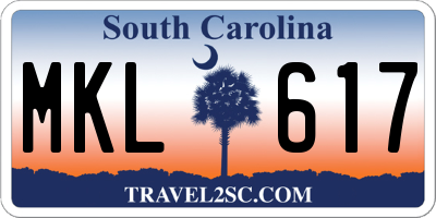 SC license plate MKL617