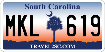 SC license plate MKL619