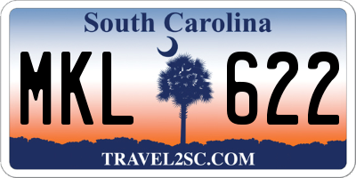 SC license plate MKL622