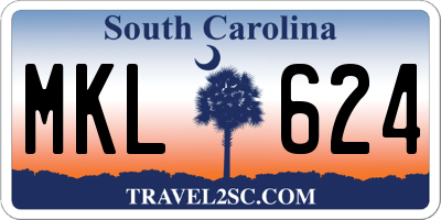 SC license plate MKL624