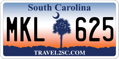 SC license plate MKL625