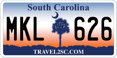 SC license plate MKL626