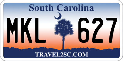 SC license plate MKL627