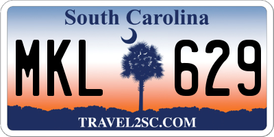 SC license plate MKL629