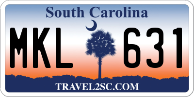 SC license plate MKL631