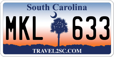 SC license plate MKL633