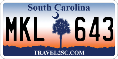 SC license plate MKL643