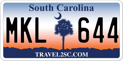 SC license plate MKL644