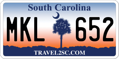 SC license plate MKL652
