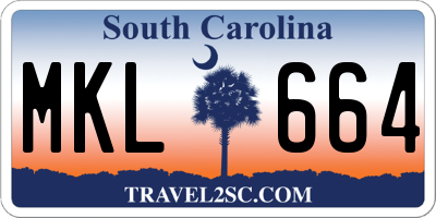 SC license plate MKL664