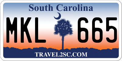 SC license plate MKL665