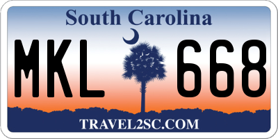 SC license plate MKL668