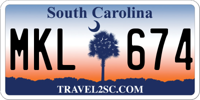 SC license plate MKL674