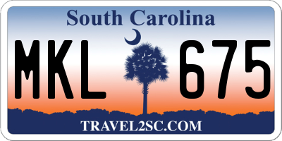 SC license plate MKL675