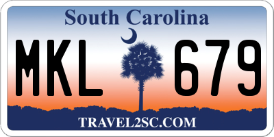 SC license plate MKL679