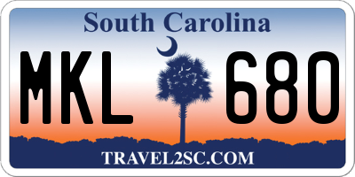 SC license plate MKL680