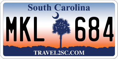 SC license plate MKL684