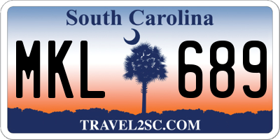 SC license plate MKL689
