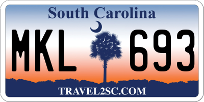 SC license plate MKL693