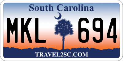 SC license plate MKL694