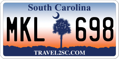 SC license plate MKL698