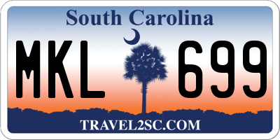 SC license plate MKL699