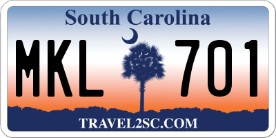 SC license plate MKL701