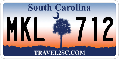 SC license plate MKL712
