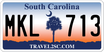 SC license plate MKL713