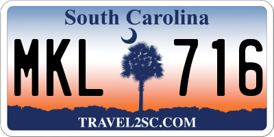 SC license plate MKL716