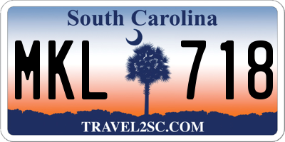 SC license plate MKL718