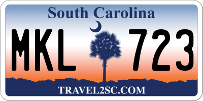 SC license plate MKL723