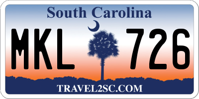 SC license plate MKL726