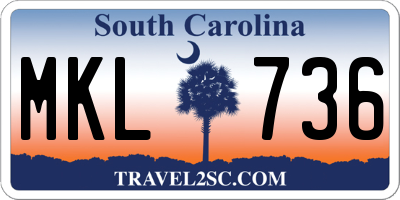 SC license plate MKL736