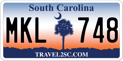 SC license plate MKL748
