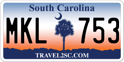 SC license plate MKL753