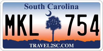 SC license plate MKL754