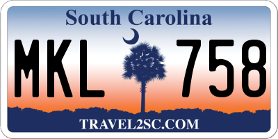 SC license plate MKL758