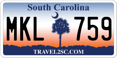 SC license plate MKL759