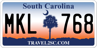 SC license plate MKL768