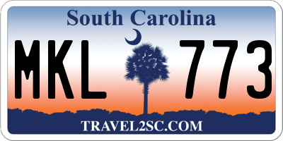 SC license plate MKL773