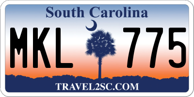 SC license plate MKL775
