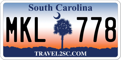 SC license plate MKL778