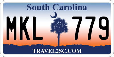 SC license plate MKL779