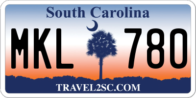 SC license plate MKL780