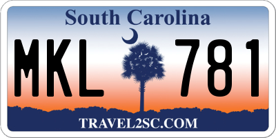 SC license plate MKL781