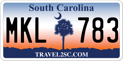 SC license plate MKL783